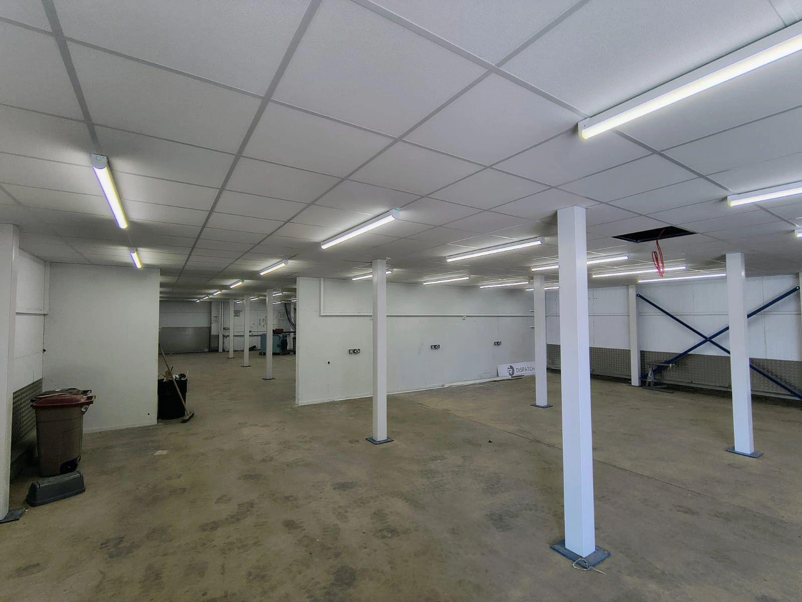 Story Electrical industrial electrician in Peterborough installing LED lighting and three phase power systems for factory mezzanine project