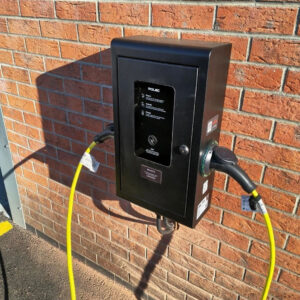 Commercial EV charger installation on a business site