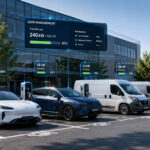 Commercial EV chargers using load management at a business site